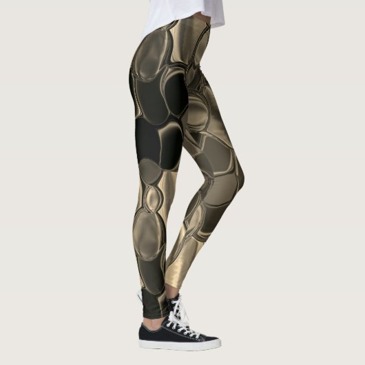 Bruine stukken, cirkels en afgeronde vormen leggings (Rechts)