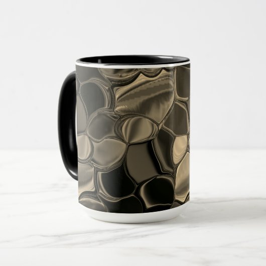 Bruine stukken, cirkels en afgeronde vormen mok (Voorkant links)