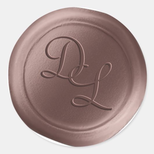 Bruine Suiker 2 Letter Monogram Wax Seal Stickers (Voorkant)