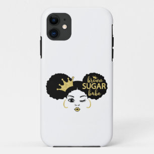 Bruine Suiker Babe in Zwart en Goud Case-Mate iPhone Case