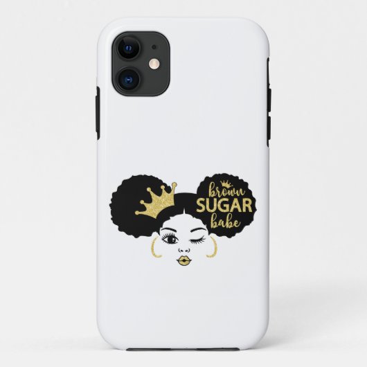Bruine Suiker Babe in Zwart en Goud Case-Mate iPhone Case (Achterkant)
