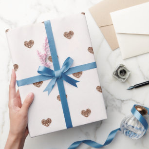 Bruine Suiker Glitter Harten Liefde Valentijnsdag Cadeaupapier
