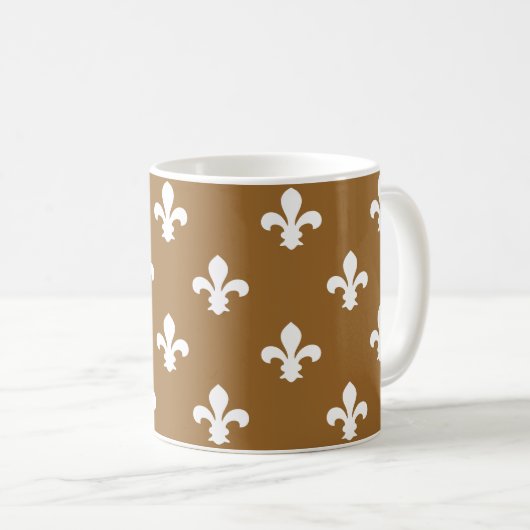 Bruine suiker Neutraal Fleur de Lys Koffiemok (Voorkant rechts)