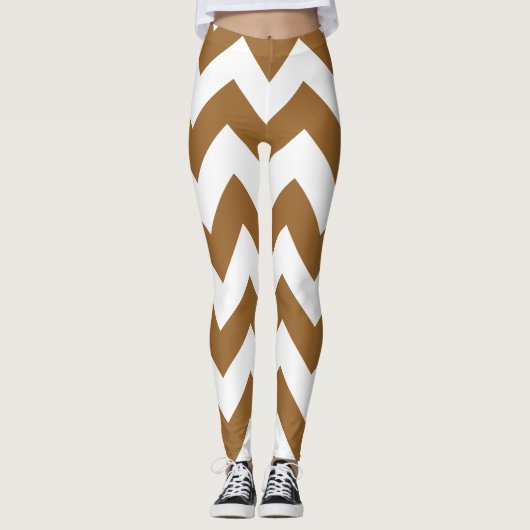 Bruine suiker Neutrale Chevrons Leggings (Voorkant)