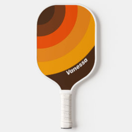 Bruine Suiker Retro Cirkel Streep met Naam Pickleball Paddle