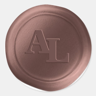 Bruine Suiker Wax Seal Monogram Bruiloft Stickers