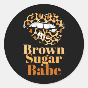 Bruine Suiker Wees Trots Zwarte Vrouwen Afrikaanse Ronde Sticker