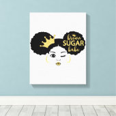 Bruine suikerbaby in zwart en goud canvas afdruk (Insitu (Houten vloer))