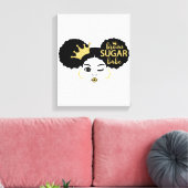 Bruine suikerbaby in zwart en goud canvas afdruk (Insitu (Woonkamer))