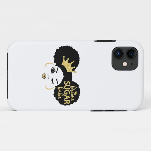 Bruine suikerbaby in zwart en goud Case-Mate iPhone case (Achterkant (horizontaal))