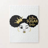 Bruine suikerbaby in zwart en goud legpuzzel (Verticaal)