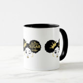 Bruine suikerbaby in zwart en goud mok (Voorkant rechts)