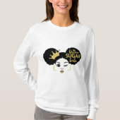 Bruine suikerbaby in zwart en goud t-shirt (Voorkant)