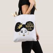 Bruine suikerbaby in zwart en goud tote bag (Dichtbij)
