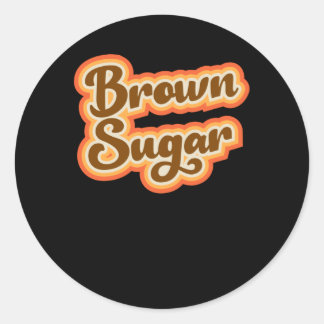 Bruine suikerretro  stijlvolle grafische meisjes ronde sticker