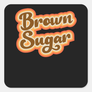 Bruine suikerretro  stijlvolle grafische meisjes vierkante sticker