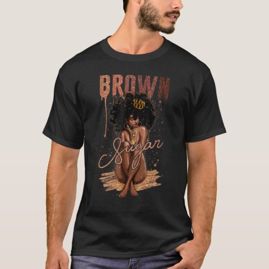 Bruine Suikervrouwen Groot-zwart, Afrikaanse trots T-shirt (Voorkant)