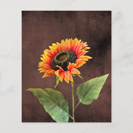 Bruine Sunflower Wedding Invitation Flyer (Achterkant)
