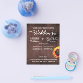 Bruine Sunflower Wedding Invitation Flyer (Enkel)