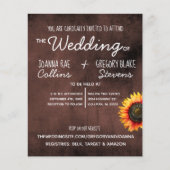 Bruine Sunflower Wedding Invitation Flyer (Voorkant)