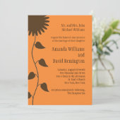 Bruine Sunflower Wedding Uitnodiging (Staand voorkant)