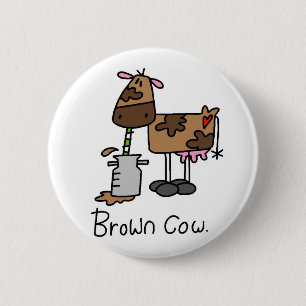 Bruine-T-shirts voor koeien en cadeautjes Ronde Button 5,7 Cm
