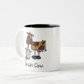 Bruine-T-shirts voor koeien en cadeautjes Tweekleurige Koffiemok (Voorkant links)