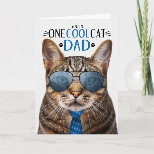 Bruine Tabby Cat Vaderdag One Cool Cat Feestdagen Kaart (Voorkant)
