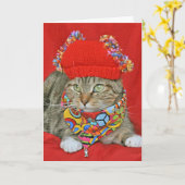 Bruine tabby Hippie Valentijns of Verjaardagskaart Kaart (Gele Bloem)
