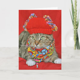 Bruine tabby Hippie Valentijns of Verjaardagskaart Kaart