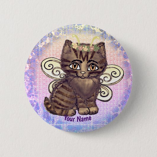 Bruine tabby kat  Fee  speld Ronde Button 5,7 Cm (Voorkant)