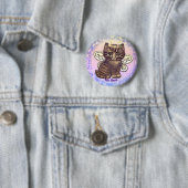 Bruine tabby kat  Fee  speld Ronde Button 5,7 Cm (In situ)