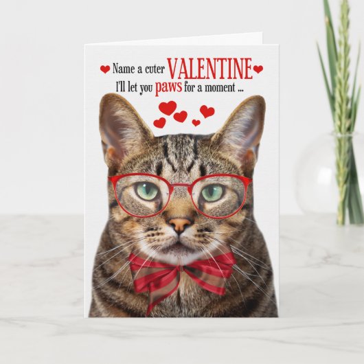 Bruine Tabby Kat Feline Humor Valentijnsdag Feestdagen Kaart (Voorkant)