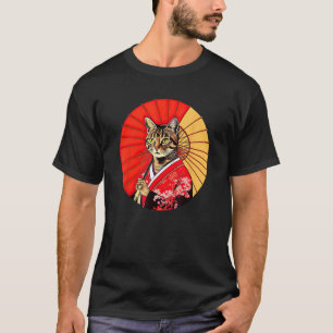 Bruine Tabby Kat Geisha Grappige Huisdier Kimono T-shirt