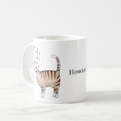 Bruine Tabby Kat met Hartjes Aangepaste Naam  Koffiemok (Voorkant links)