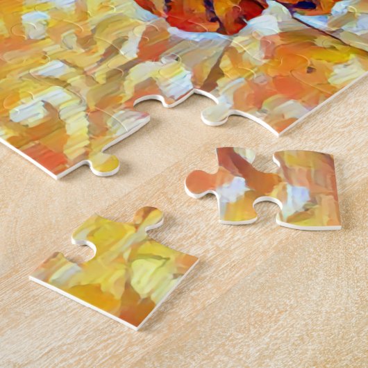 Bruine tabby kat rust op een comfortabel bed legpuzzel (Zijkant)