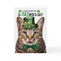 Bruine tabby kat St CATrick's Day Lucky Charm