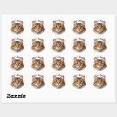  Bruine Tabby Langharige Kat · Gepersonaliseerd Ronde Sticker (Vel)