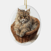  BRUINE TABBY PERZISCHE KAT IN KATTENBED KERAMISCH ORNAMENT (Rechts)