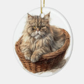  BRUINE TABBY PERZISCHE KAT IN KATTENBED KERAMISCH ORNAMENT (Links)