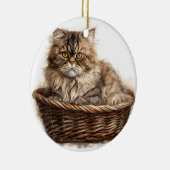  BRUINE TABBY PERZISCHE KAT IN KATTENBED KERAMISCH ORNAMENT (Rechts)