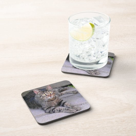 Bruine tablet in openlucht bier onderzetter (Rechterzijde)