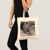 Bruine tablet in openlucht tote bag (Voorkant (product))