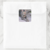 Bruine tablet in openlucht vierkante sticker (Tas)