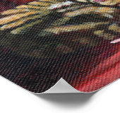 Bruine tablet Slapen in een Comfy Red-stoel Poster (Hoek)