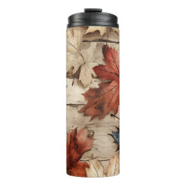 BRUINE TAN BLAUWE HERFST HERFSTBLADEREN THERMOSBEKER