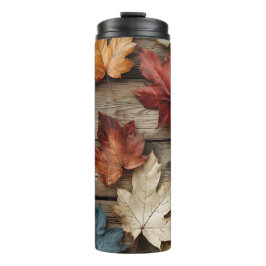 BRUINE TAN BLAUWE HERFST HERFSTBLADEREN THERMOSBEKER