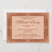 Bruine, Tan Henna Mehndi Feest Uitnodiging 2 (Achterkant)