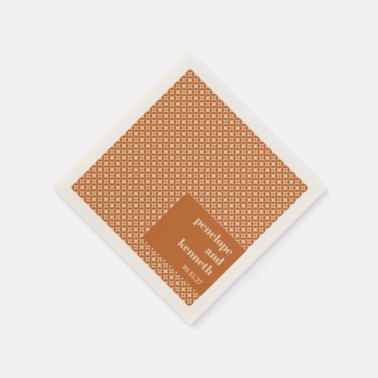 Bruine Tan Mid Mod Geometric Chic Weduwnaar Aangep Servet (Hoek)