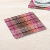 Bruine tartan kartonnen onderzetters (Schuin)